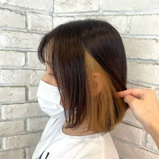 セミロング カラー 💙mai🫧 縮毛矯正・ハイライトのヘアスタイル