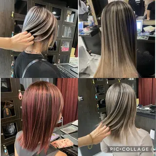 セミロング カラー ホワイト/店長/カラ ー講師/錦糸町/岩崎のヘアスタイル