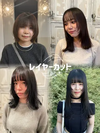 ロング ボブ/顔周りレイヤー 🎀momoka🎀のヘアスタイル