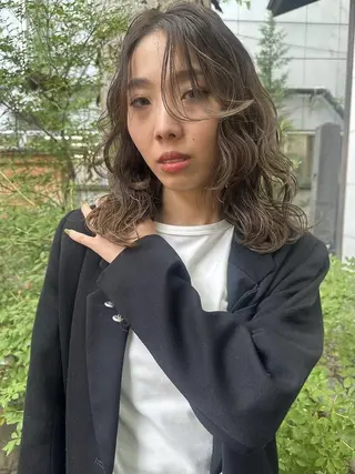 ミディアム カラー 青木未羽/ベージュ /透明感カラー/松本のヘアスタイル