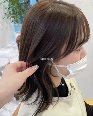 セミロング カラー mareka/顔周り /透明感カラー🤍のヘアスタイル