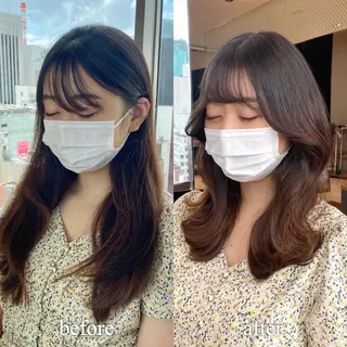 ミディアム カラー レイヤー/顔周り /透明感🩶高橋大のヘアスタイル