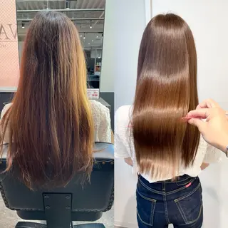 ロング 髪質改善 赤み消しカラー山本のヘアスタイル