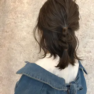 セミロング ヘアアレンジ HARUNA🤍 大人ショートヘアのヘアスタイル