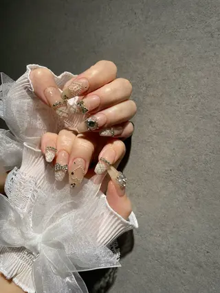 ネイル I-nailロング /ワンホン/キラキラのネイルデザイン