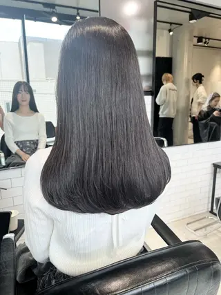 ロング カラー パーマ ヘアアレンジ 透明感/オリーブ/ グレージュ/YUKAのヘアスタイル