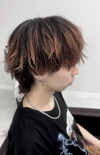 メンズ ニュアンス/フェザー /ウルフ/伶馬のヘアスタイル