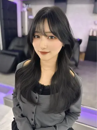 ロング カラー 映える顔周りカット ♥️韓国ヘア"ちぇるのヘアスタイル