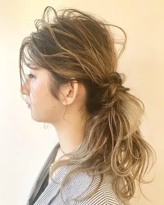 ミディアム カラー パーマ ヘアアレンジ メンズ キッズ ネイル マツエク・マツパ Lien 深井店のヘアスタイル