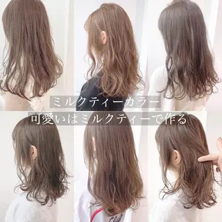 セミロング カラー くすみミルクティー／ ブラウン🪡TOWAのヘアスタイル