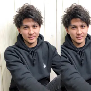 ショート カラー メンズ ハイライト、レイヤー カット/西梅田/中西のヘアスタイル