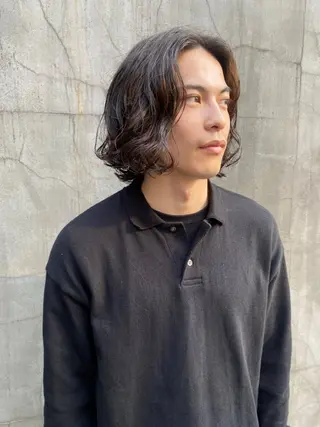 ミディアム パーマ メンズ ニュアンスデザイン/ SHOUTOのヘアスタイル