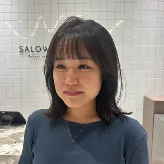 ミディアム カラー 久力琴音''透明感 カラー''アレンジのヘアスタイル