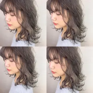 ミディアム カラー 韓国レイヤーカット/ ダブルカラーのヘアスタイル