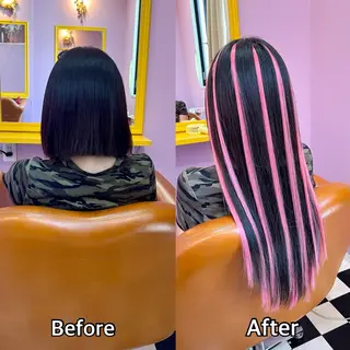 ロング シール＋ちび編み込み エクステ梅田🐨のヘアスタイル