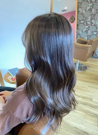 ロング カラー ブリーチなしWカラー /酸性ストレート河本のヘアスタイル