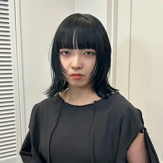 ミディアム ハイトーン/ ウルフ/suzuhaのヘアスタイル