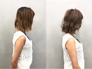 ミディアム カラー ボブ/ショート/ 白髪染め/メンズ葛西のヘアスタイル