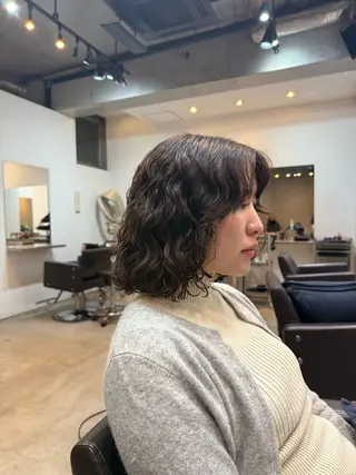 ミディアム デジタルパーマ ウェーブパーマ/神野のヘアスタイル