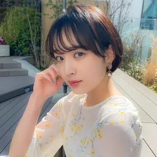 ショート カラー たぴ。ぱつっとボブ /暖色艶カラー🍒のヘアスタイル