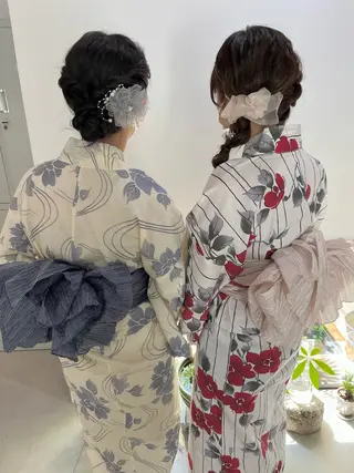 ヘアアレンジ ブリーチなしカラー ダブルカラーエクステのヘアスタイル