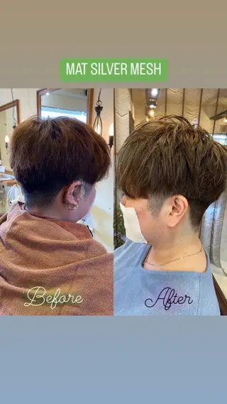 ショート カラー ヘアアレンジ メンズ アイブロウ SALOWIN京都河原町Suite店所属・外国人風レイヤー/ ハイトーンSHUのヘアスタイル