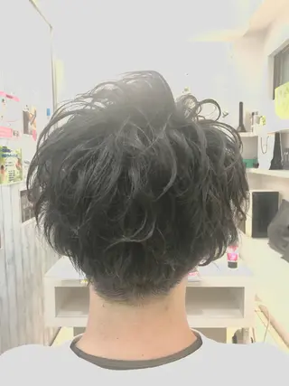 ショート パーマ メンズ 髪質改善× ハイライト溝江のヘアスタイル