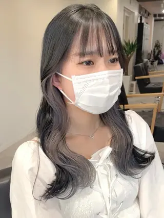 カラー 切りっぱなしボブイヤ リングカラー清水隆央のヘアスタイル