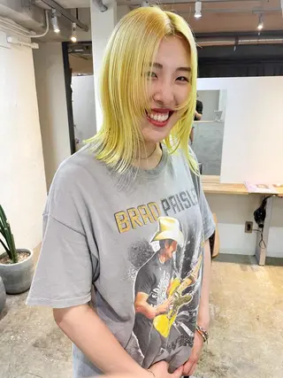 ミディアム カラー ヘアアレンジ 丸山渉/パーマ エフェクトブリーチのヘアスタイル