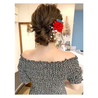 ミディアム ヘアアレンジ Click所属・クニモトハルナ ボブ/柔らかカラーのヘアスタイル