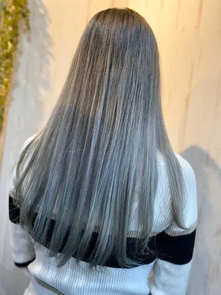 ロング カラー パーマ ヘアアレンジ チビ編み込みエクステ シールエクステのヘアスタイル