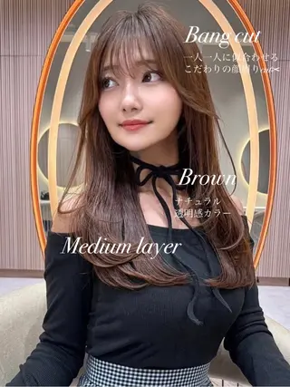 ミディアム ❤️ブリーチなし💚 ダブルカラー平野実花のヘアスタイル
