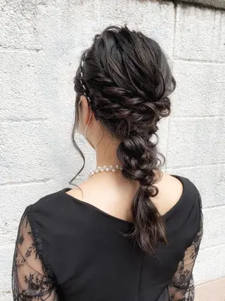 セミロング ヘアアレンジ ヘアアレンジ にいた かづしげのヘアスタイル