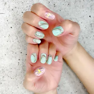 ミディアム カラー パーマ ヘアアレンジ メンズ キッズ ネイル マツエク・マツパ Salon Ｋのネイルデザイン