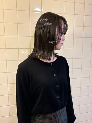 ミディアム カラー 韓国ボブ＆顔まわり レイヤー♡TOMOEのヘアスタイル
