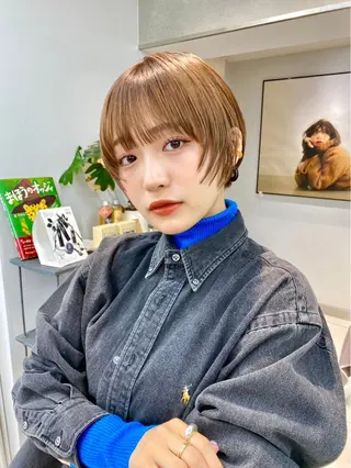 ショート レイヤー×ツヤカラー 渋谷/kougaのヘアスタイル