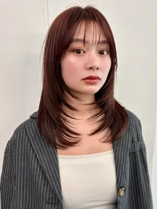 ミディアム カラー Garland  Ginza所属・モモ🍑 レイヤー/ボブ/暖色のヘアスタイル