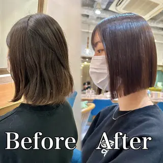 ミディアム カラー 髪質改善【縮毛矯正】 北千住で美髪に導く人のヘアスタイル