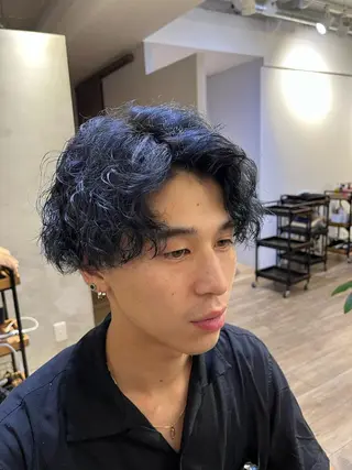 パーマ メンズ ショート/ボブ/透明 感カラー/高橋あみのヘアスタイル