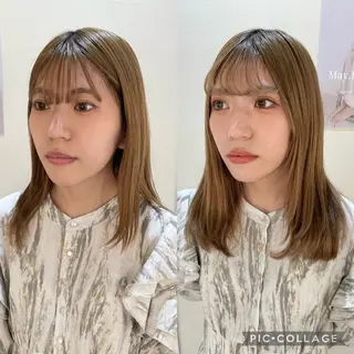 セミロング カラー ヘアアレンジ maoブリーチ無し 似合わせカラーのヘアスタイル