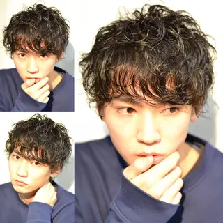 ショート ミディアム パーマ メンズ 大木 拓瑞のヘアスタイル