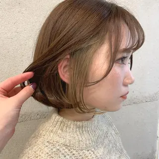 ミディアム カラー 透明感/オリーブ/ グレージュ/YUKAのヘアスタイル