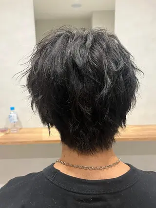 ショート パーマ メンズ 松下 倫子のヘアスタイル