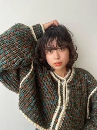 ミディアム パーマ 暖色カラー/似合わせ カット/名古屋/辻のヘアスタイル