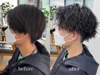 ショート パーマ メンズ 🤎ベージュカラー 🐶メンズパーマのヘアスタイル