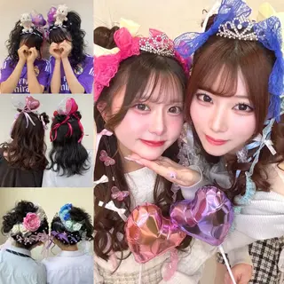 ロング ヘアアレンジ シールエクステ🎀 羽エクステ🌙しぇるのヘアスタイル