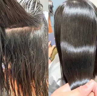 ロング カラー パーマ 傷ませない縮毛矯正／ 吉岡 美江のヘアスタイル