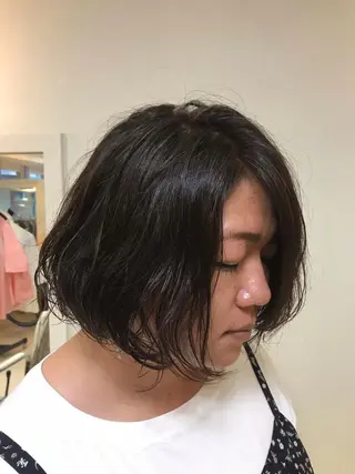 ミディアム カラー パーマ 横田 尚登のヘアスタイル