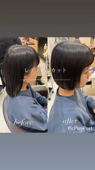 ショート 大人女性ぼかし メンズ強化🦙平作のヘアスタイル