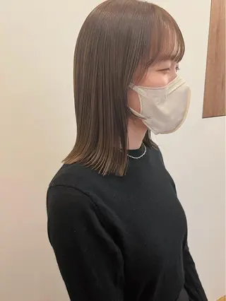 ミディアム カラー ヘアアレンジ 西山 紗耶香🪽 透明感カラー/ボブのヘアスタイル